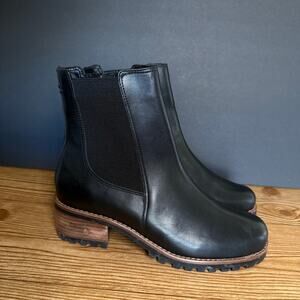 David Tate Black Leather Lug Sole Santorini Booties Womens 8.5